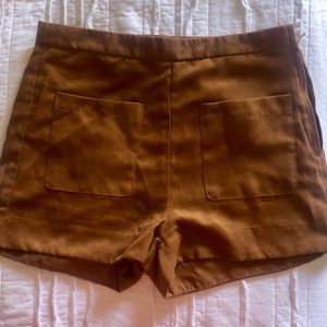 Burnt orange, suede high-wasted shorts